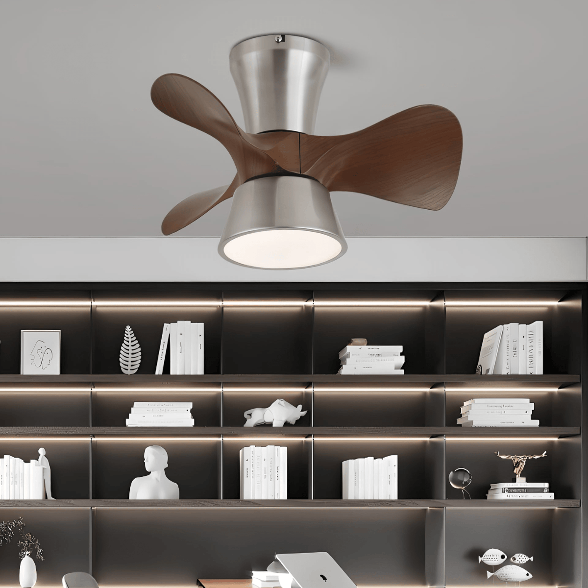 Nera ventilador de techo con luz moderno de madera