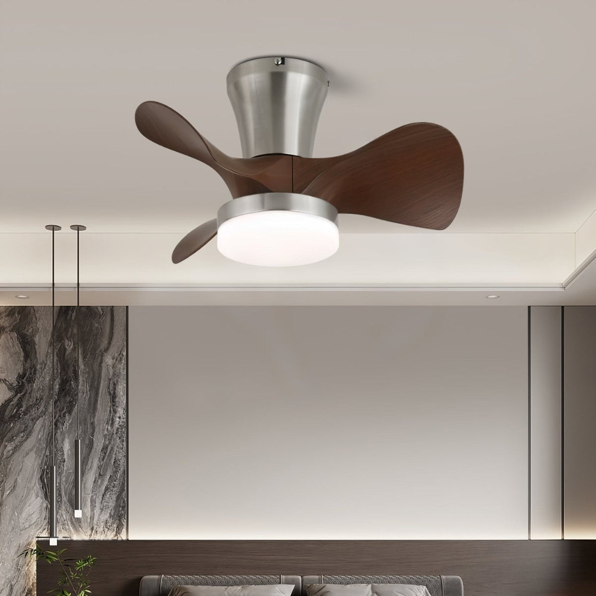 Nera ventilador de techo con luz moderno de madera