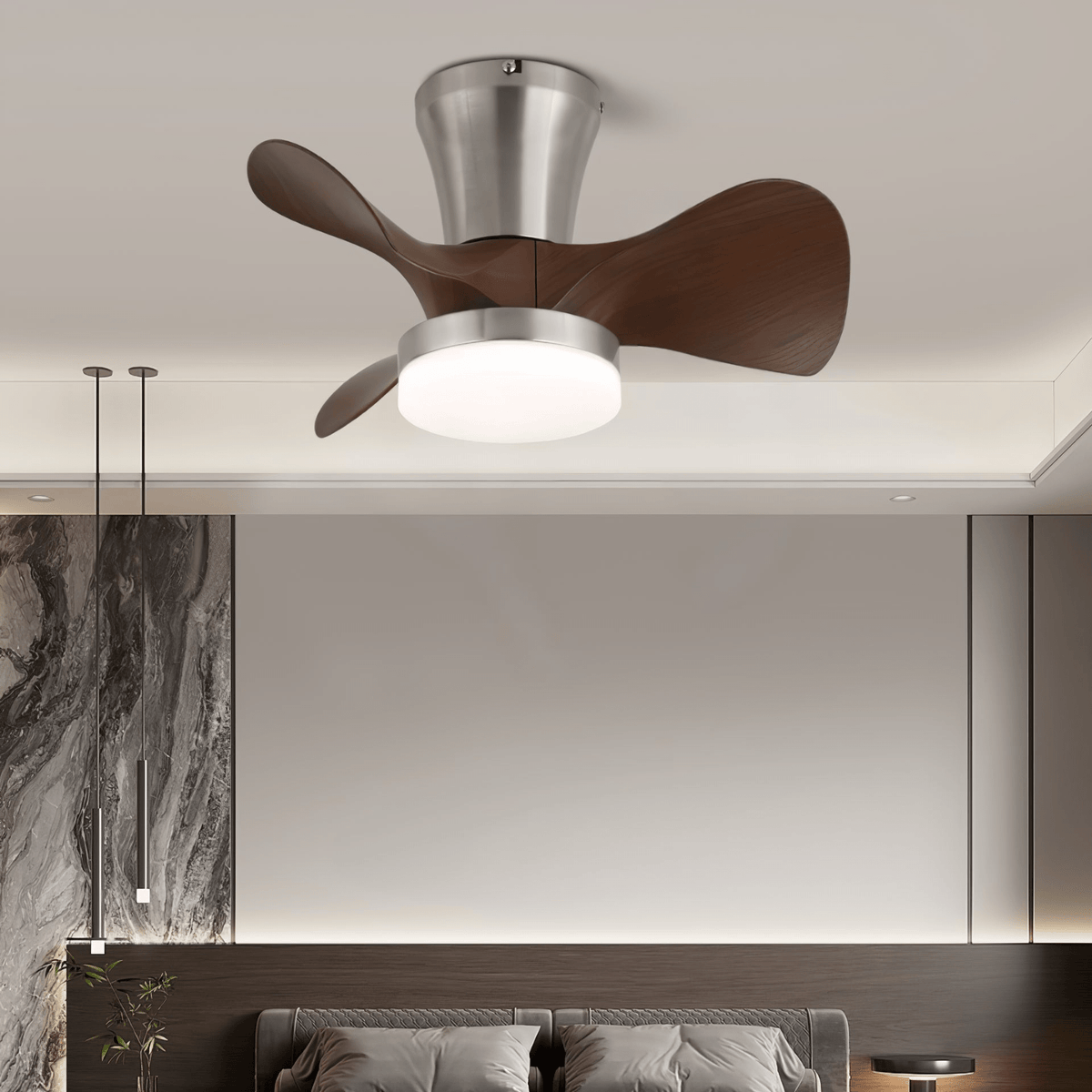 Nera ventilador de techo con luz moderno de madera