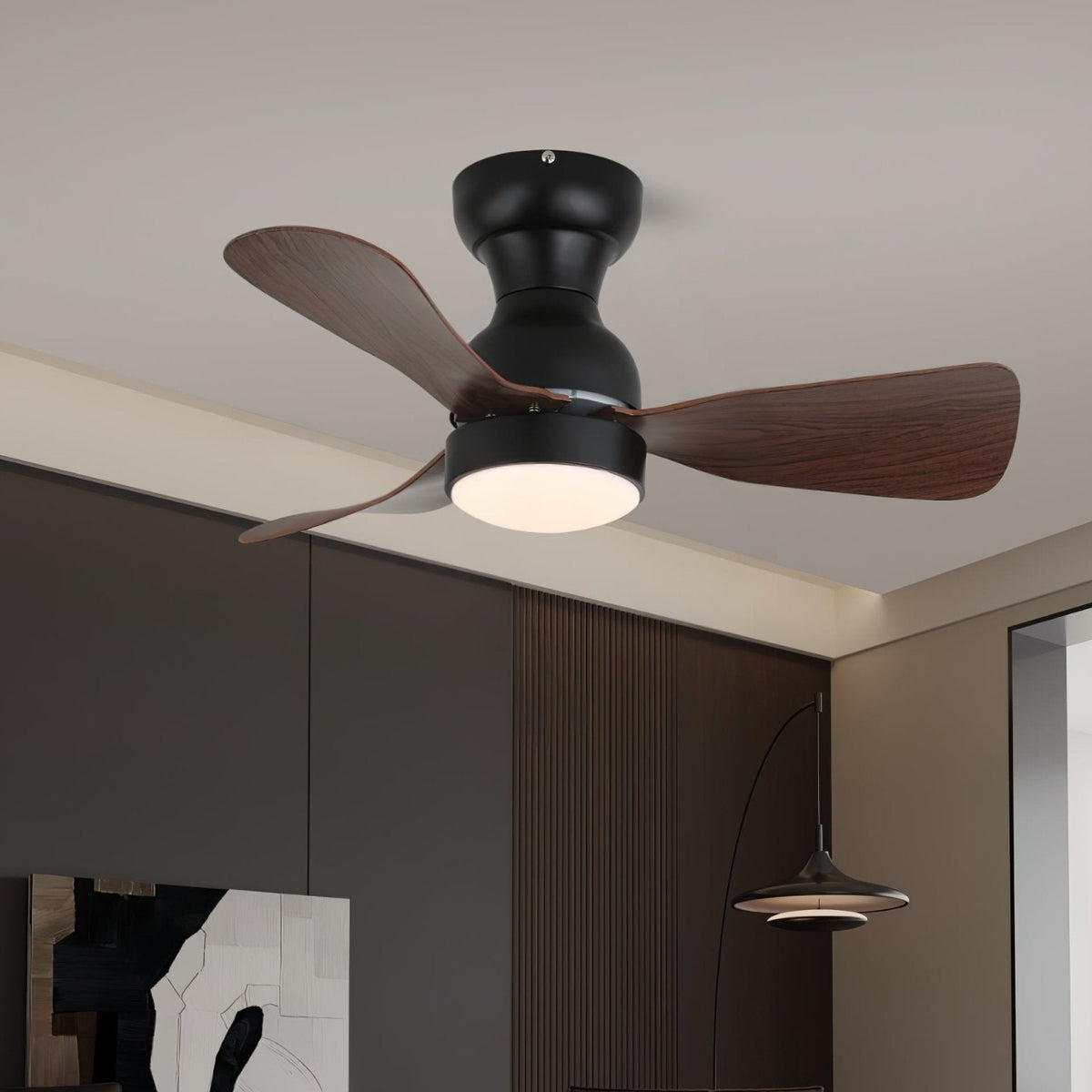 Aurdorus ventilador de techo con luz moderno de madera