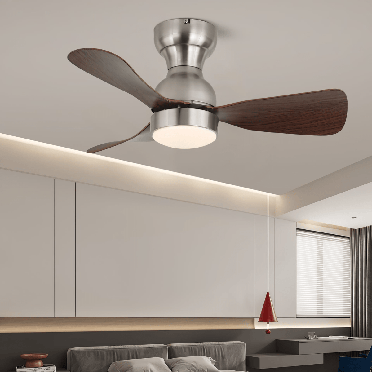Aurdorus ventilador de techo con luz moderno de madera