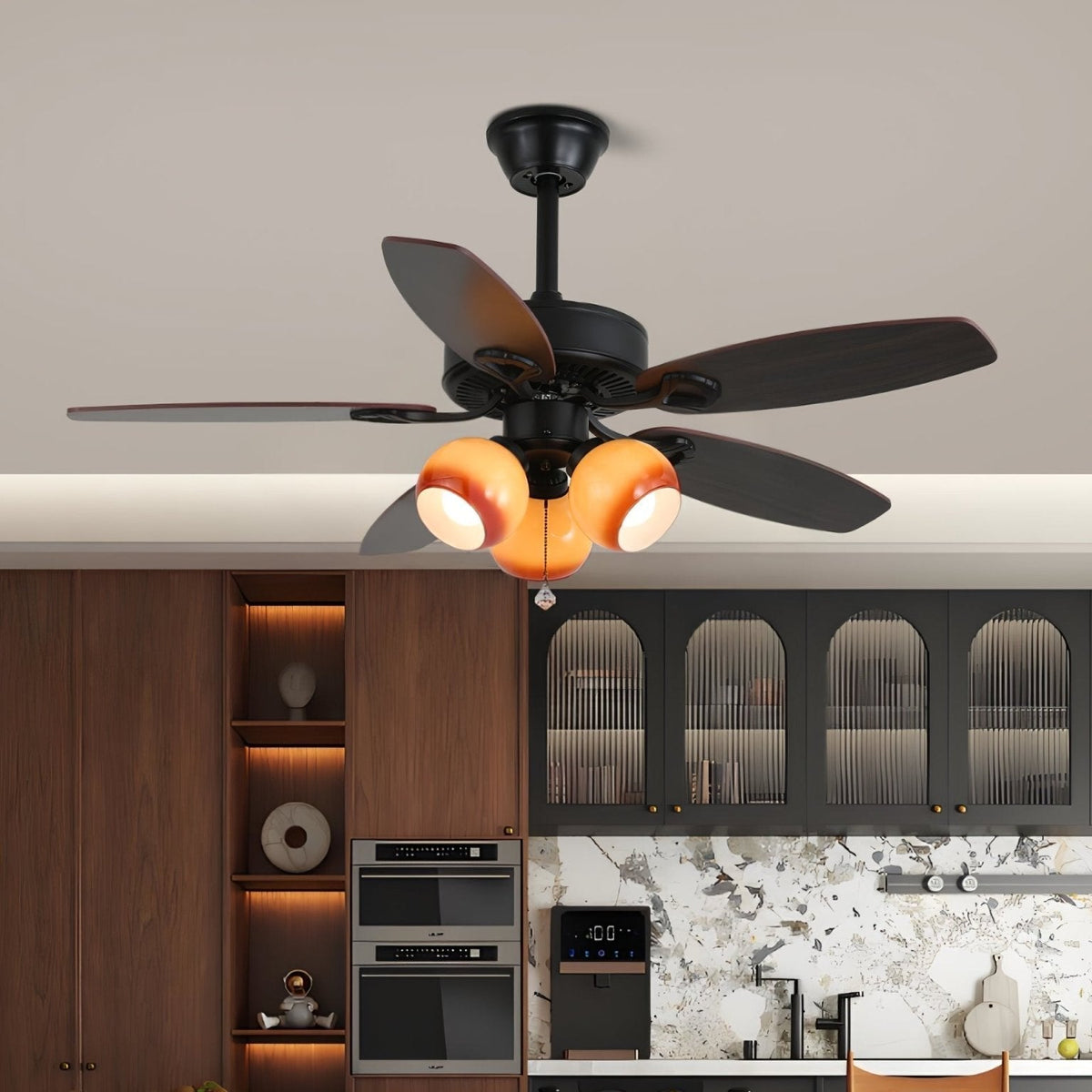 Calviera ventilador de techo con luz vintage de madera y vidrio