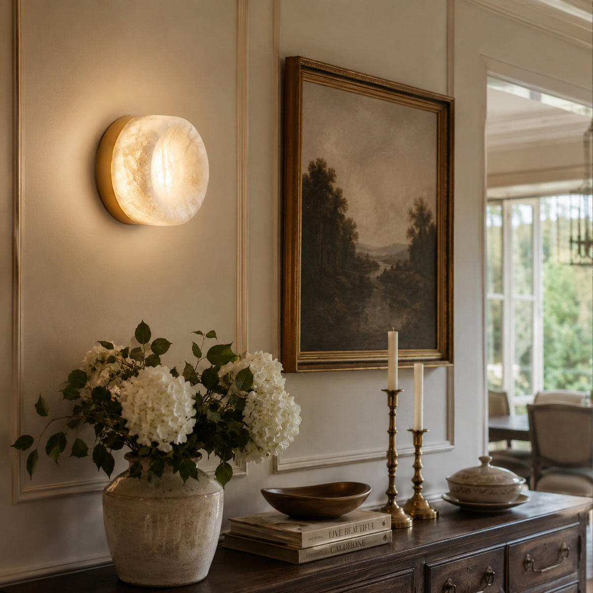 Aplique de pared de alabastro Opal Disc