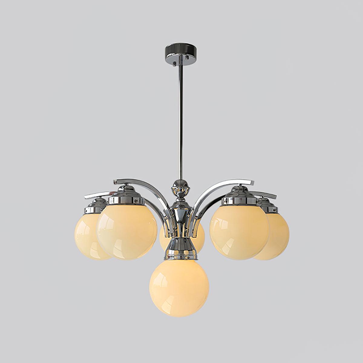Dusk lámpara de araña Globo Cromo moderna 5-Light