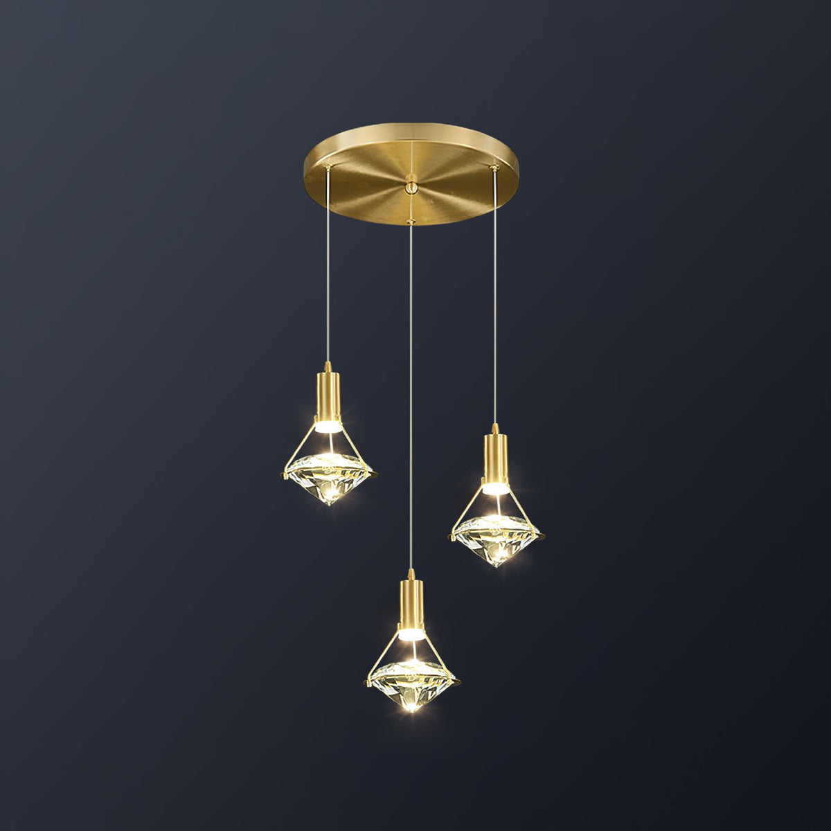 Cira lámpara colgante de latón con cristal elegante