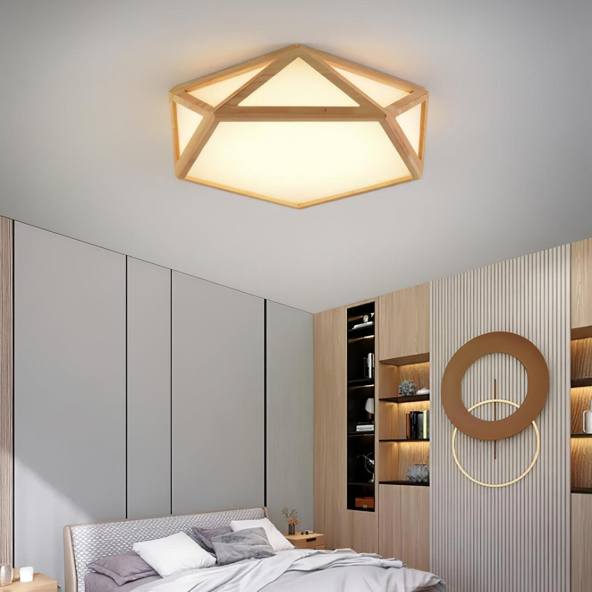 Syleneria lámpara de techo moderna en forma de diamante de madera