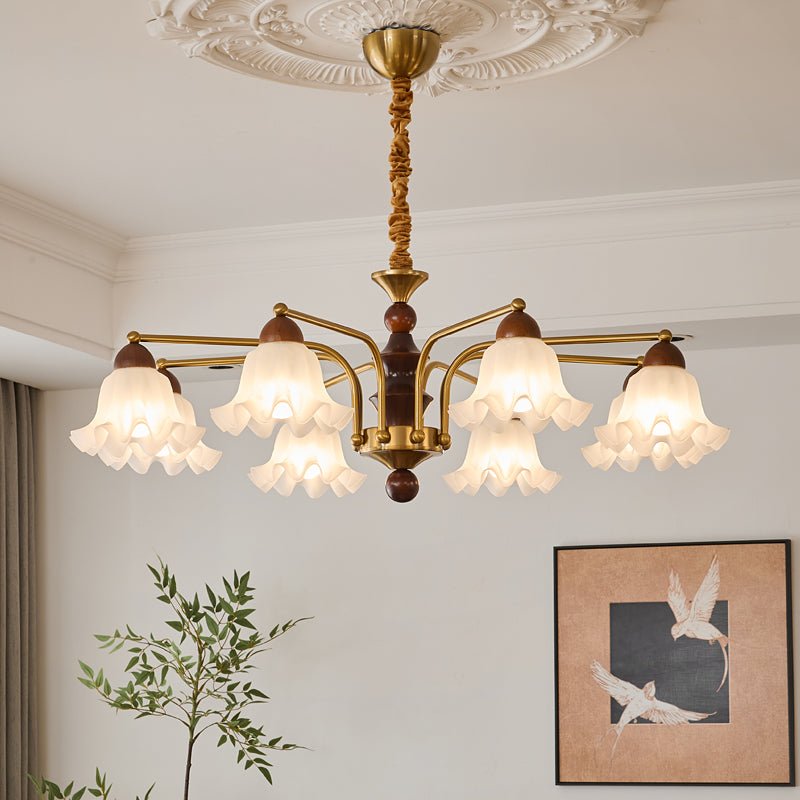 Lylaeen elegancia Vintage lámpara de araña de vidrio y madera