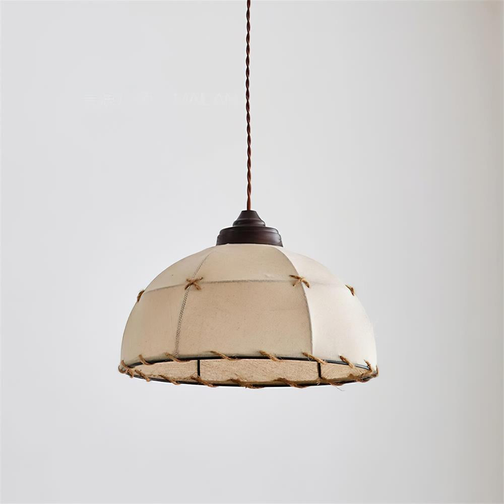 Lámpara colgante de tejido cúpula vintage minimalista con luz suave
