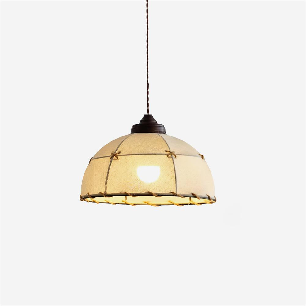 Lámpara colgante de tejido cúpula vintage minimalista con luz suave
