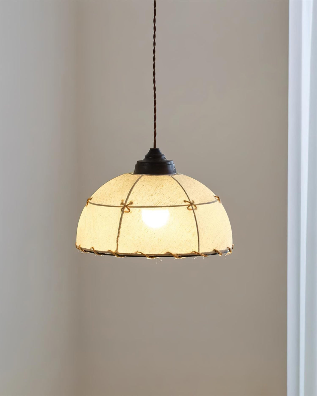 Lámpara colgante de tejido cúpula vintage minimalista con luz suave