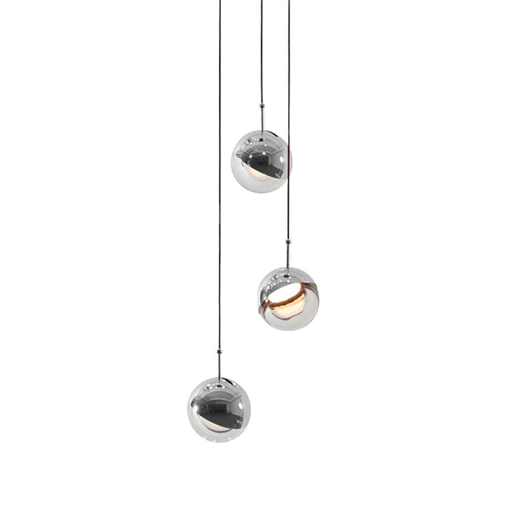 Zaneth lámpara colgante de acero vidrio multi-gota minimalista para escalera