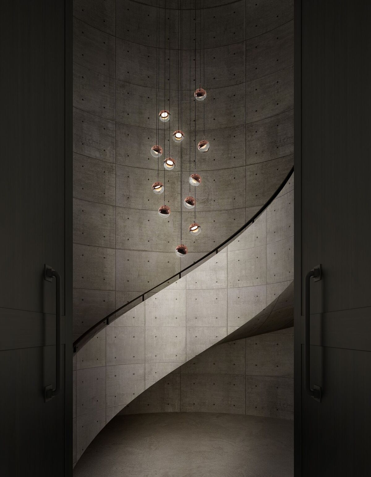 Zaneth lámpara colgante de acero vidrio multi-gota minimalista para escalera