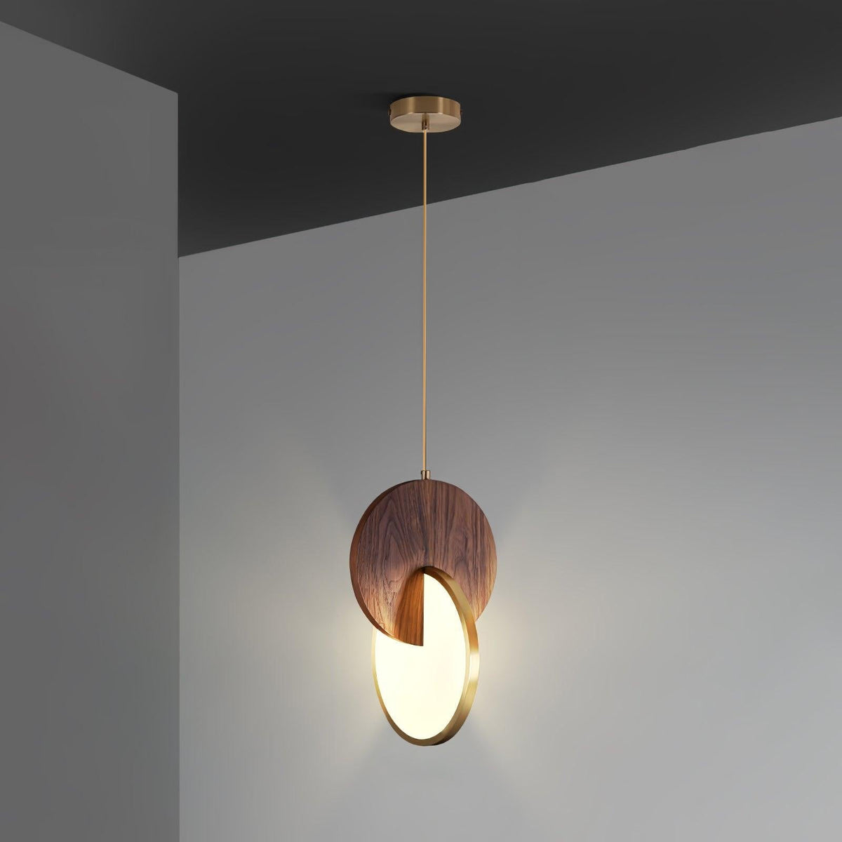 Lysola lámpara colgante con anillo de madera