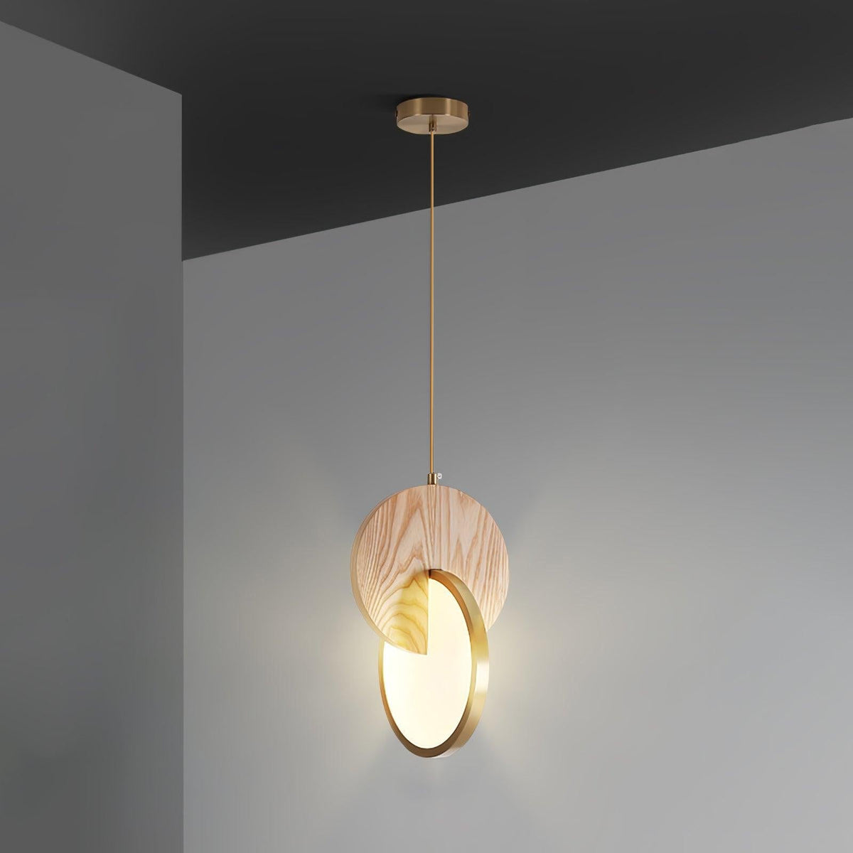 Lysola lámpara colgante con anillo de madera