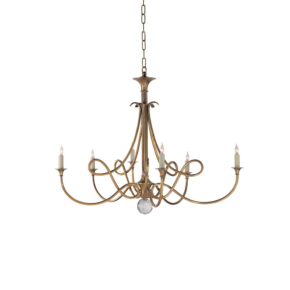 Efra lámpara de araña Double Twist latón Candelabra cristal