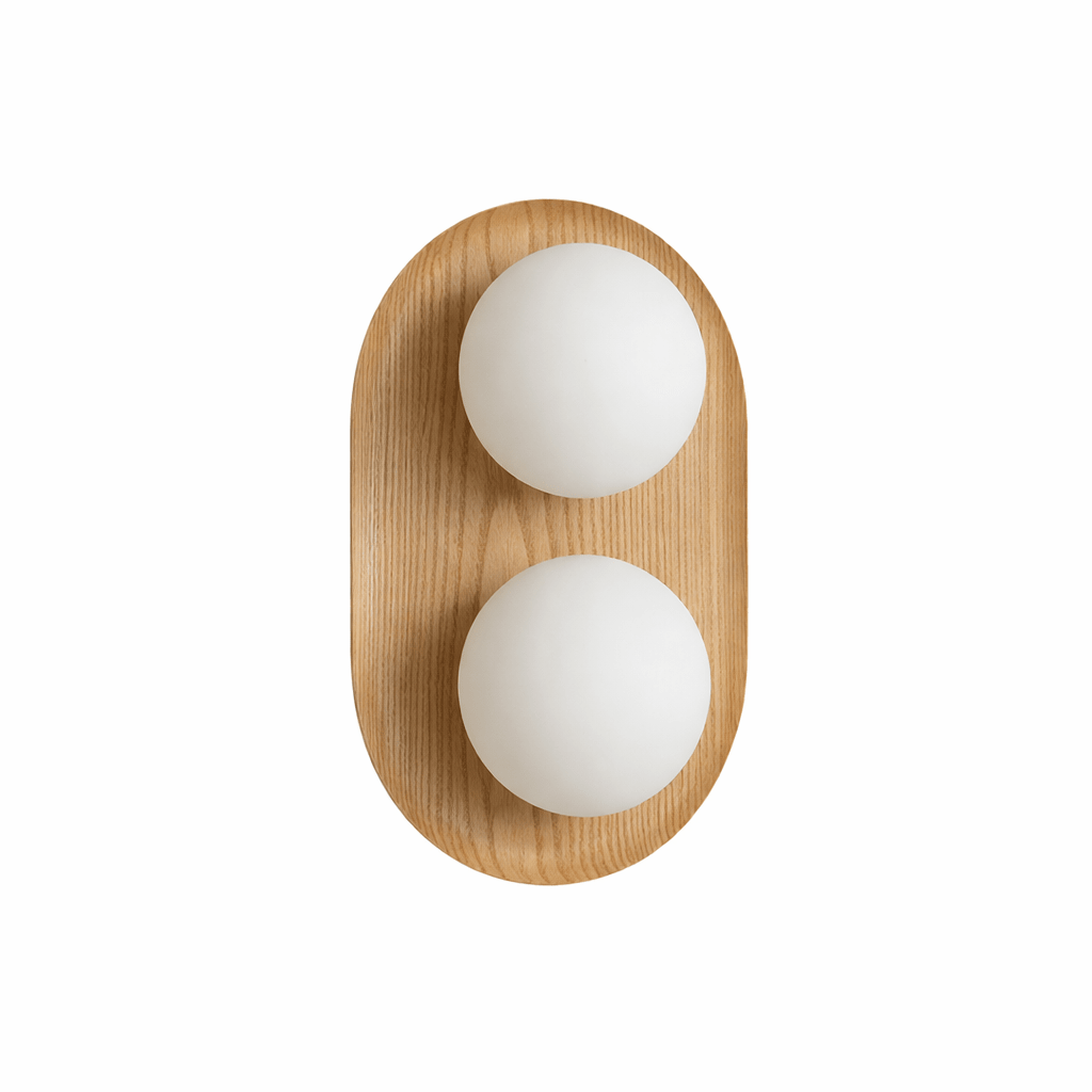 Twin aplique de pared Orb en madera