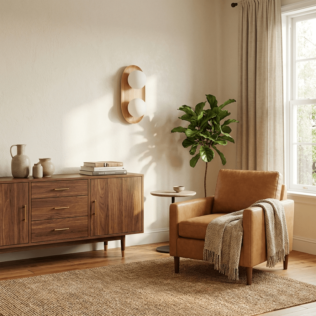 Twin aplique de pared Orb en madera
