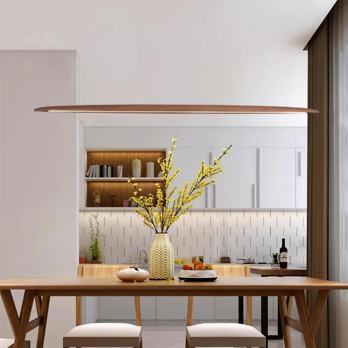 Duvane Lámpara Colgante Lineal Madera Moderno LED