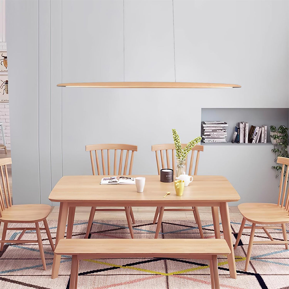 Duvane Lámpara Colgante Lineal Madera Moderno LED