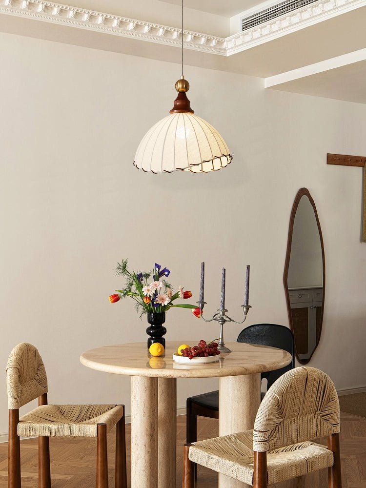 Earian lámpara colgante elegante de madera y tejido