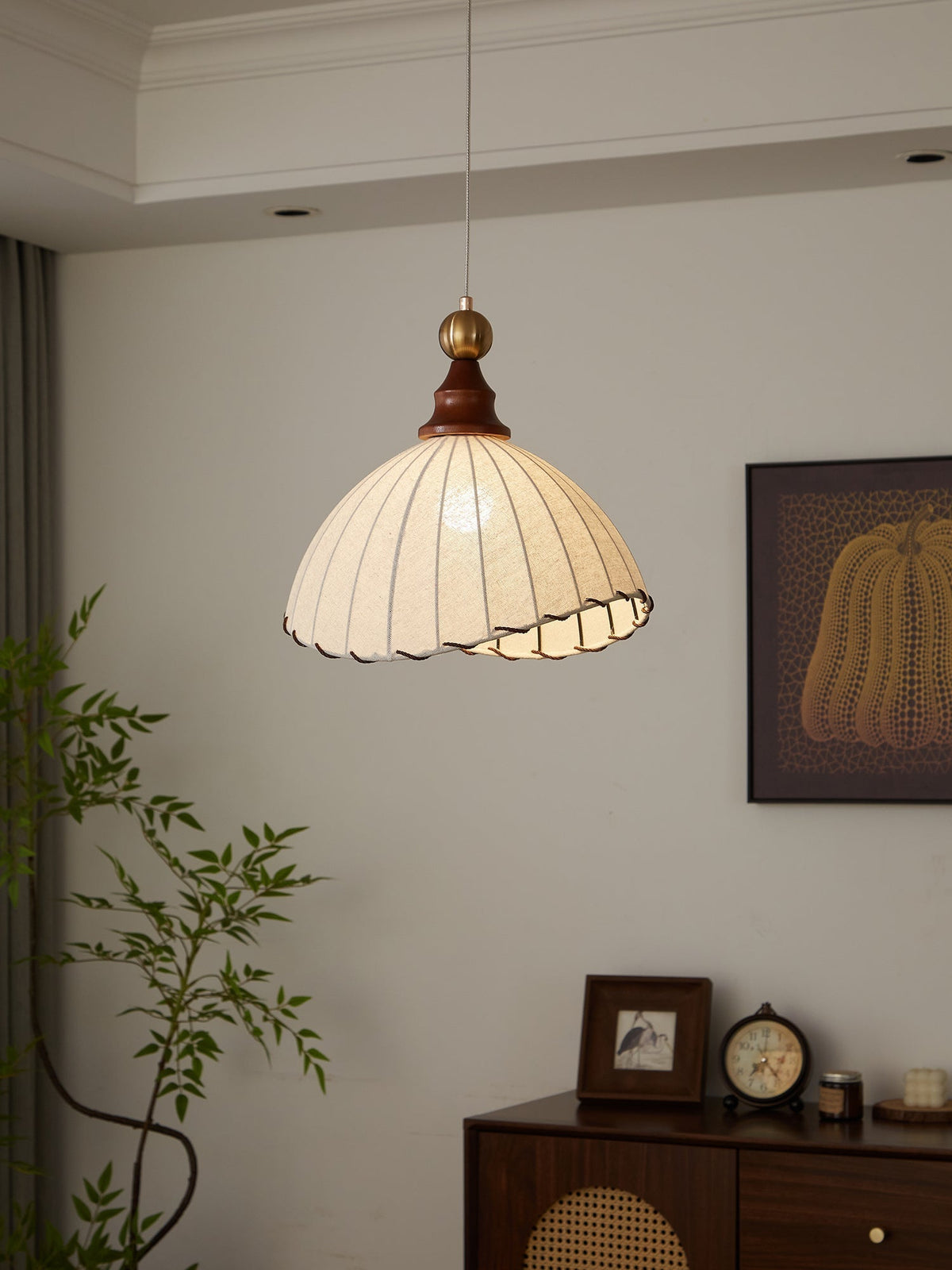 Earian lámpara colgante elegante de madera y tejido