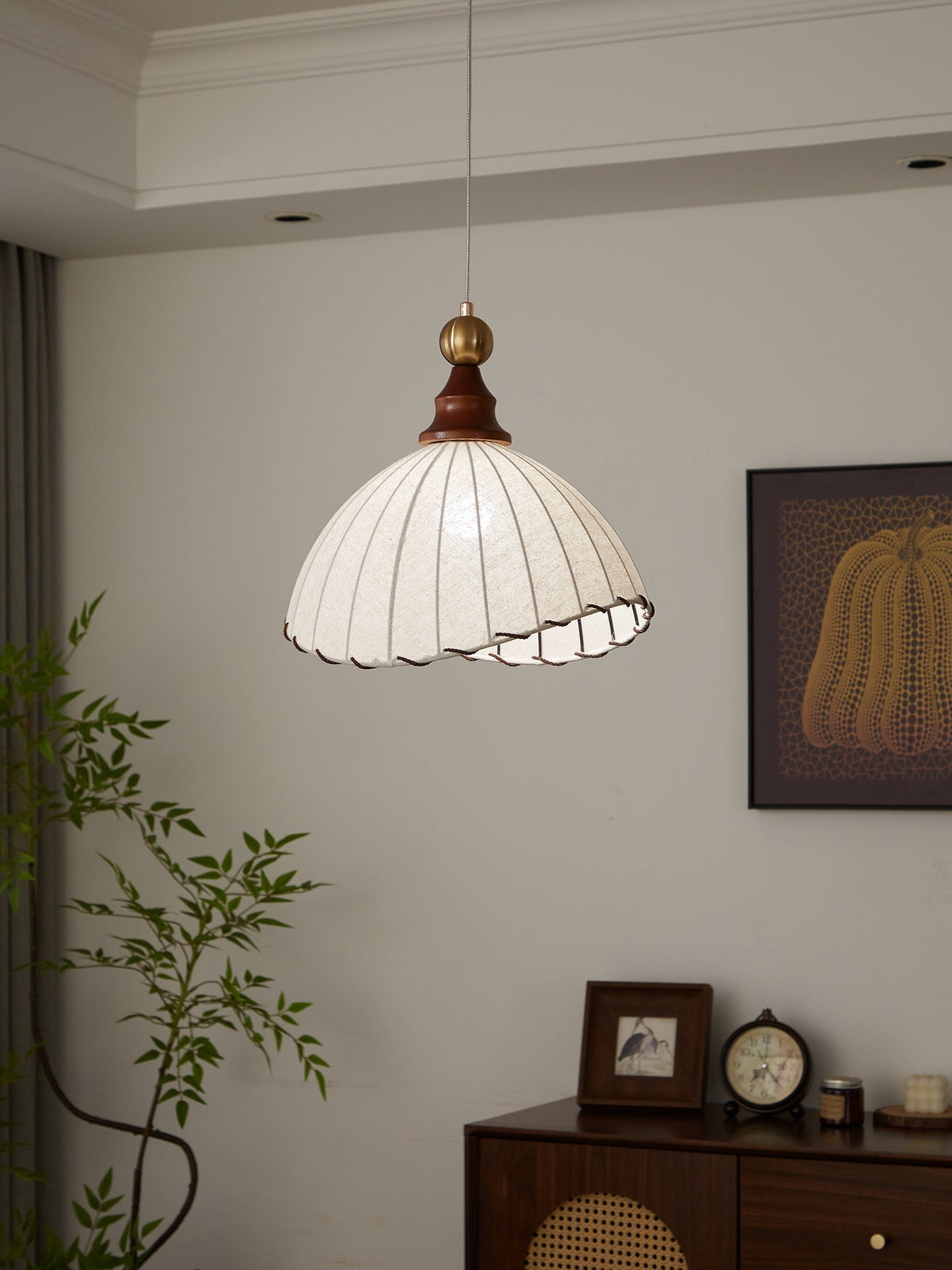 Earian lámpara colgante elegante de madera y tejido