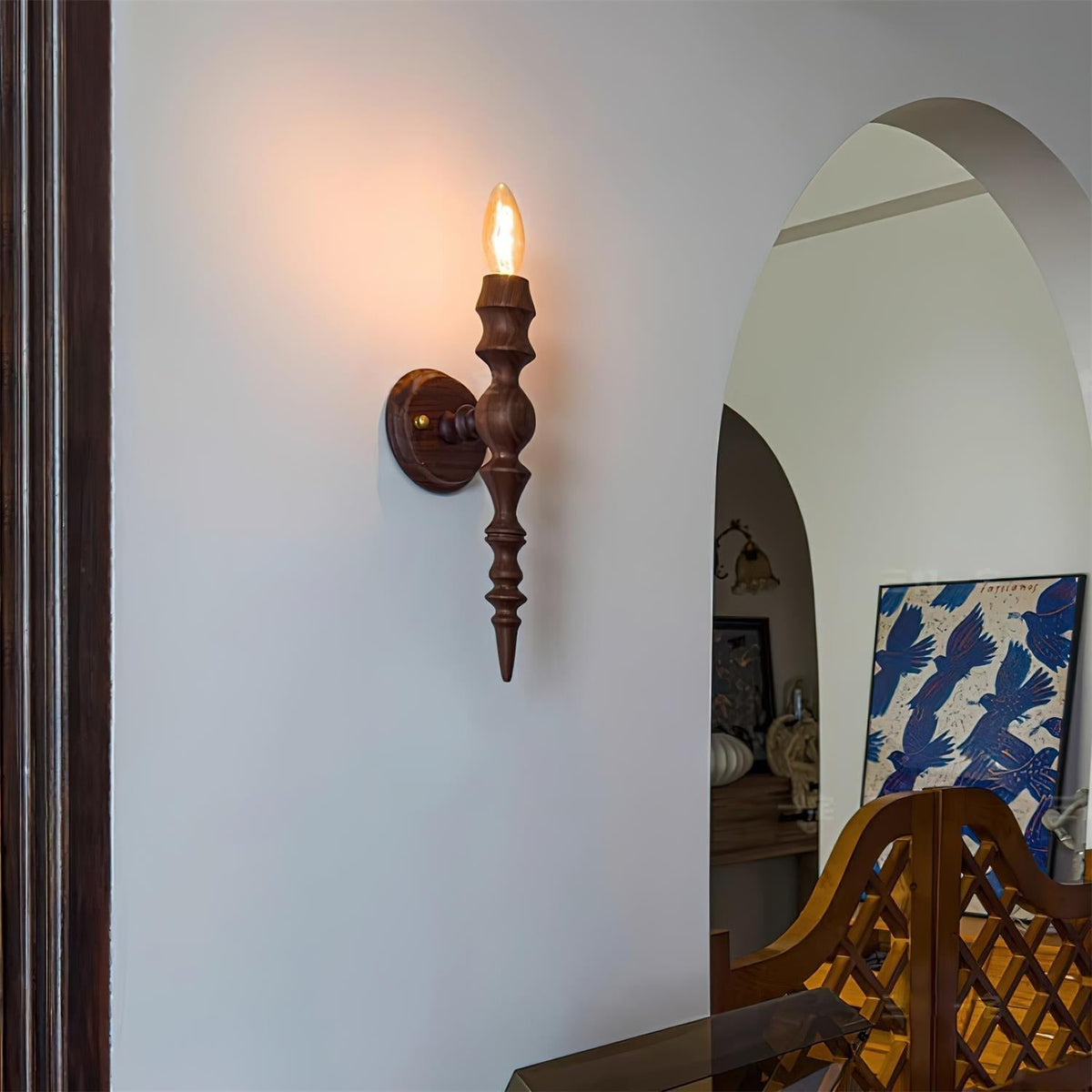 Aplique de pared moderno vintage de madera cuerpo múltiples acabados en madera
