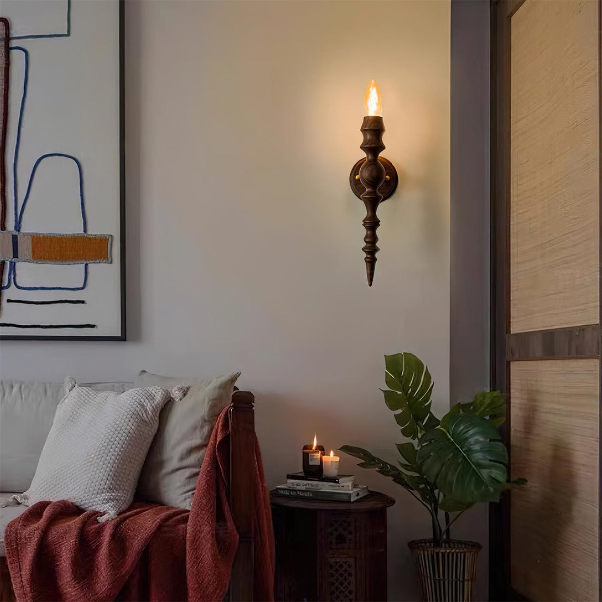 Aplique de pared moderno vintage de madera cuerpo múltiples acabados en madera