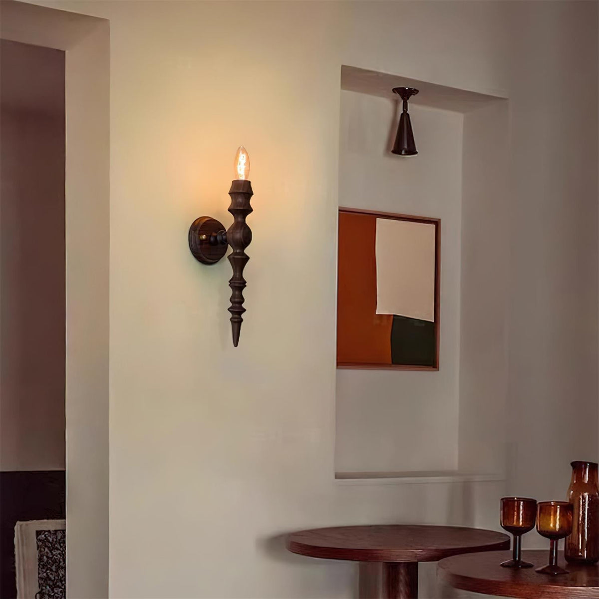 Aplique de pared moderno vintage de madera cuerpo múltiples acabados en madera