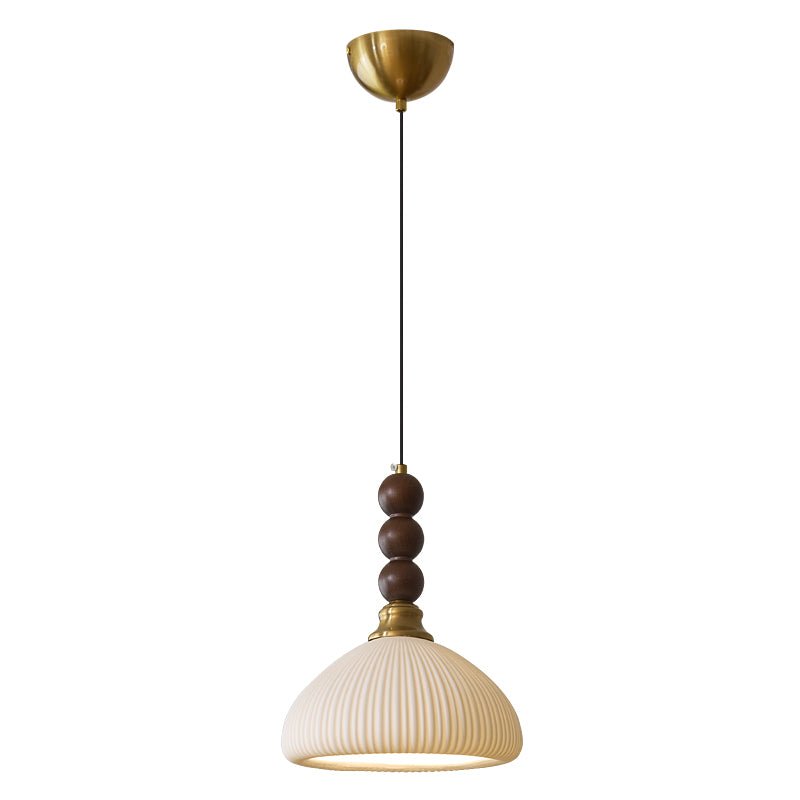 Avshaara lámpara colgante de elegancia tradicional y estilo vintage con pantalla de tejido y estructura de madera