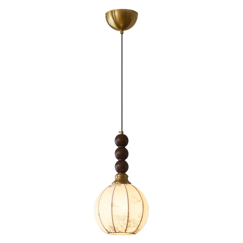 Avshaara lámpara colgante de elegancia tradicional y estilo vintage con pantalla de tejido y estructura de madera