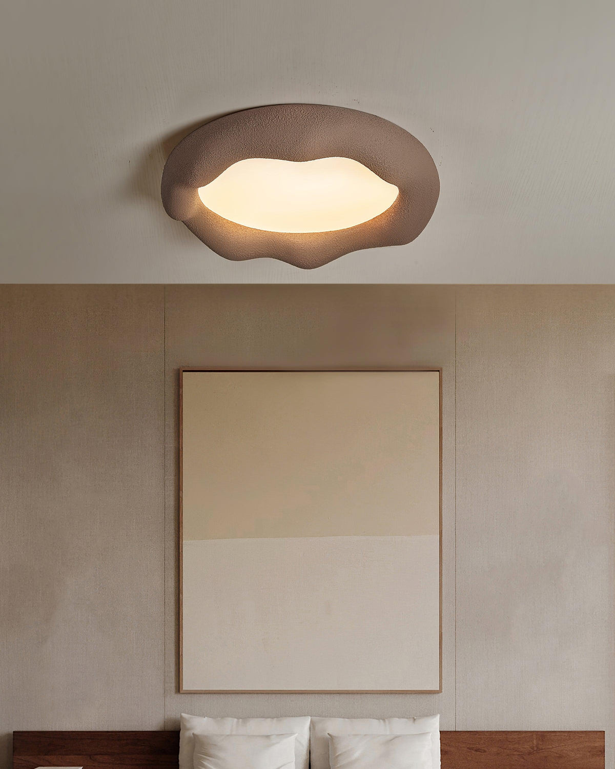 Lámpara de techo orgánica de resina y fibra en beige