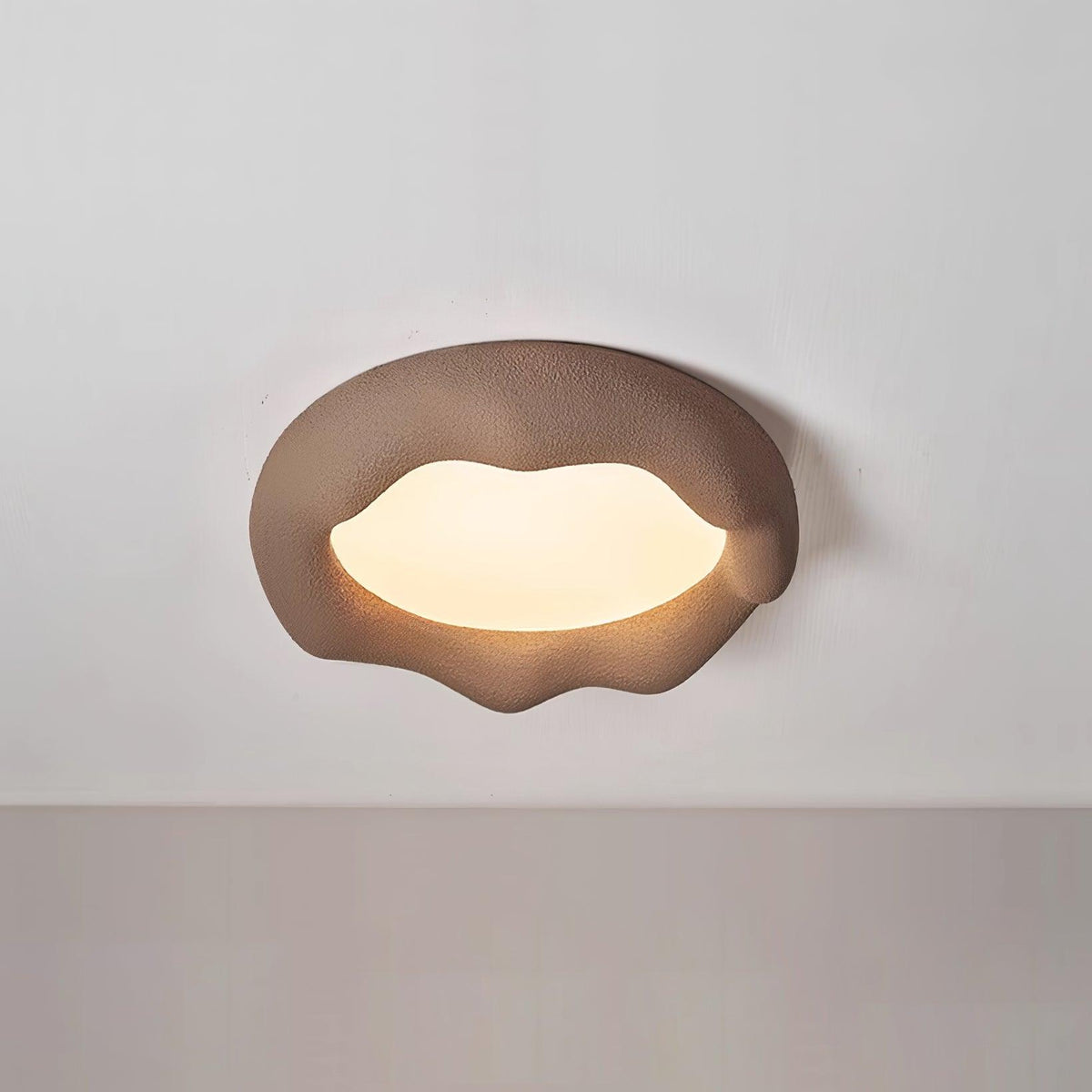 Lámpara de techo orgánica de resina y fibra en beige