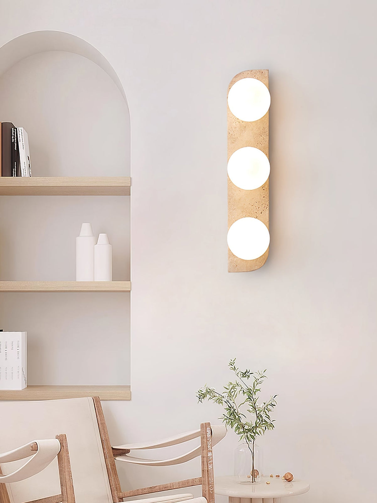 Serearia aplique de pared minimalista de travertino con enchufe enchufable