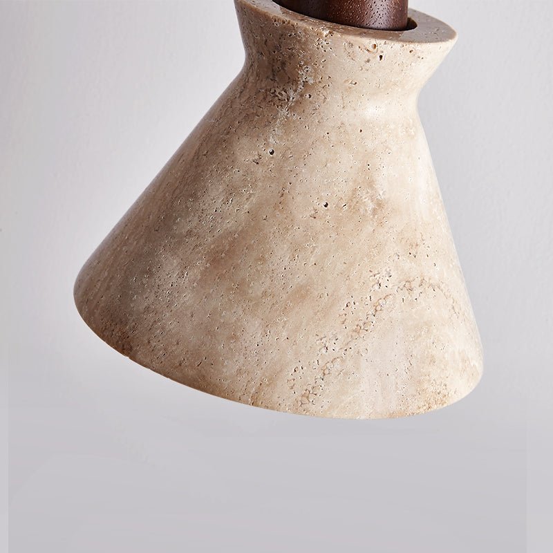 Ember lámpara colgante con forma de cono en travertino