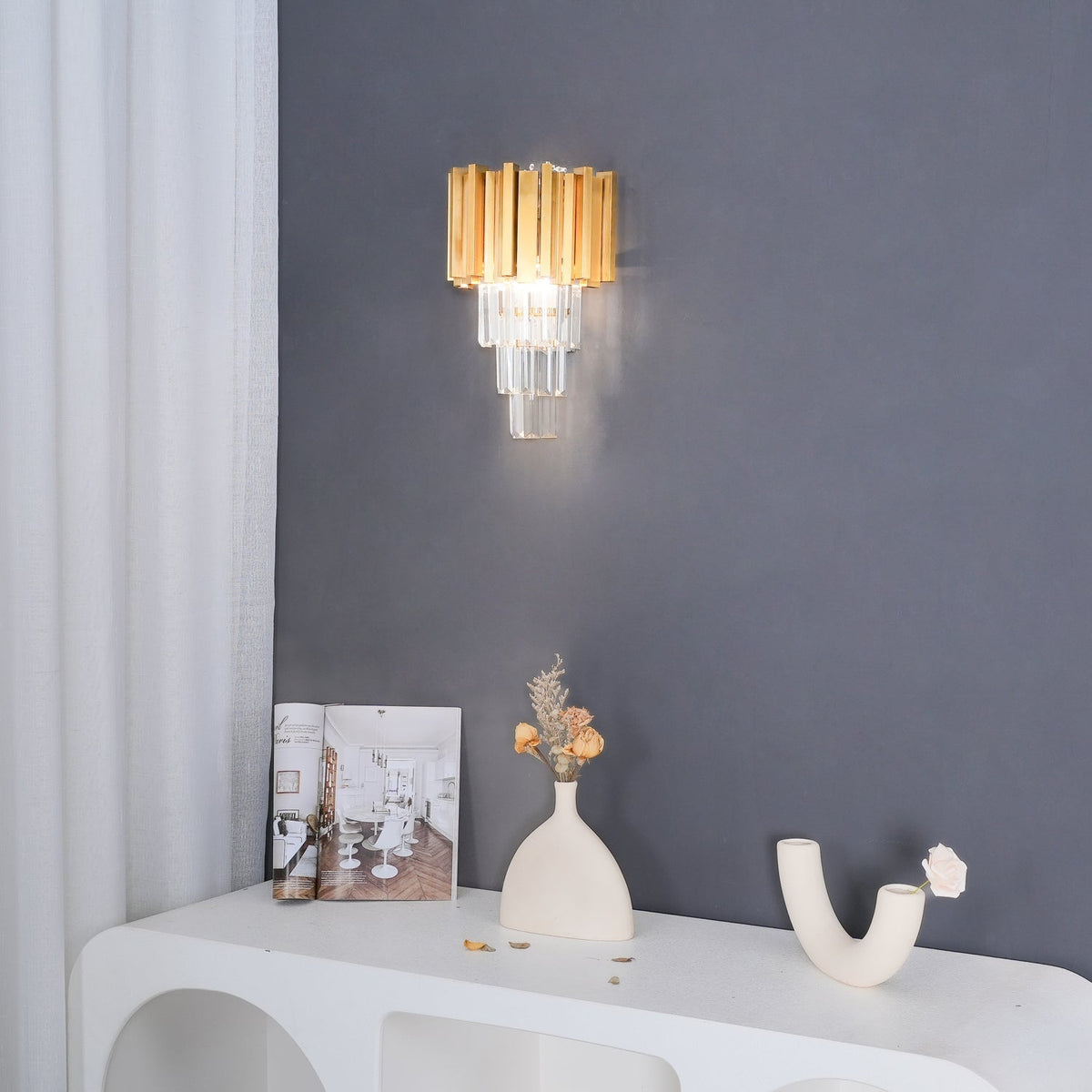 Vevyniel aplique de pared postmoderno de lujo en cristal Empire