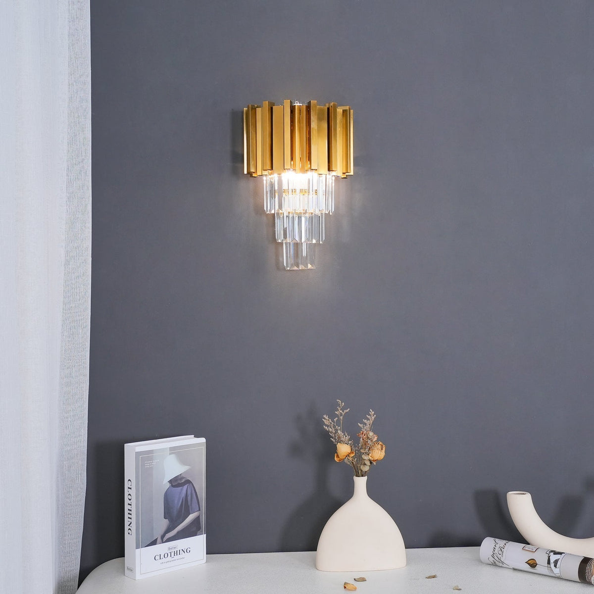 Vevyniel aplique de pared postmoderno de lujo en cristal Empire