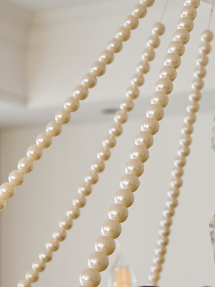 Cisoren lámpara de araña postmoderna de lujo con perlas y cristal