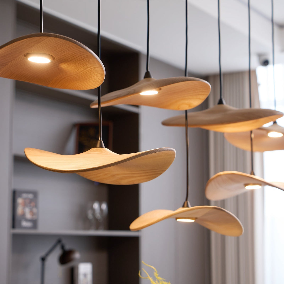 Abbott lámpara de araña moderna minimalista sin hojas, madera