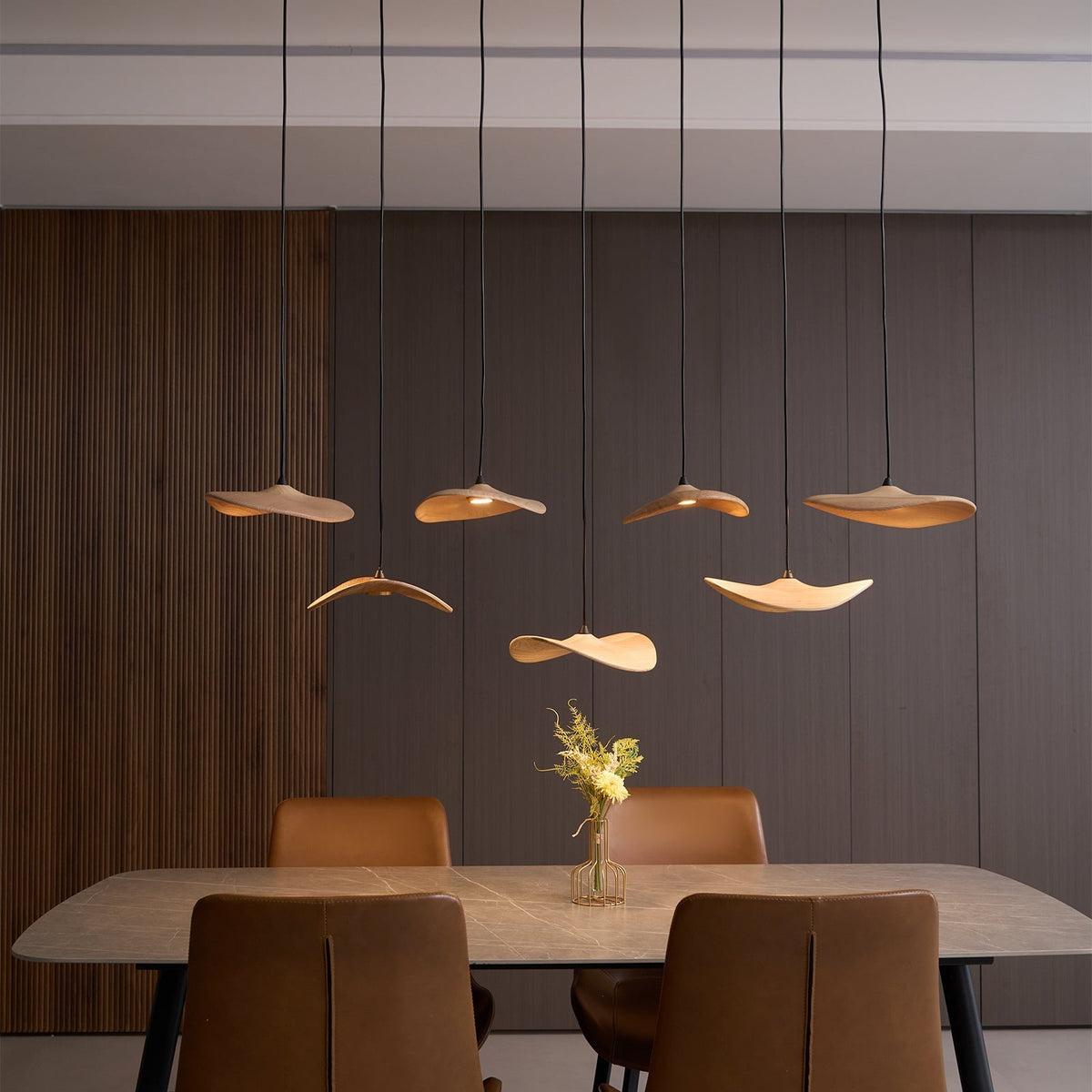 Abbott lámpara de araña moderna minimalista sin hojas, madera