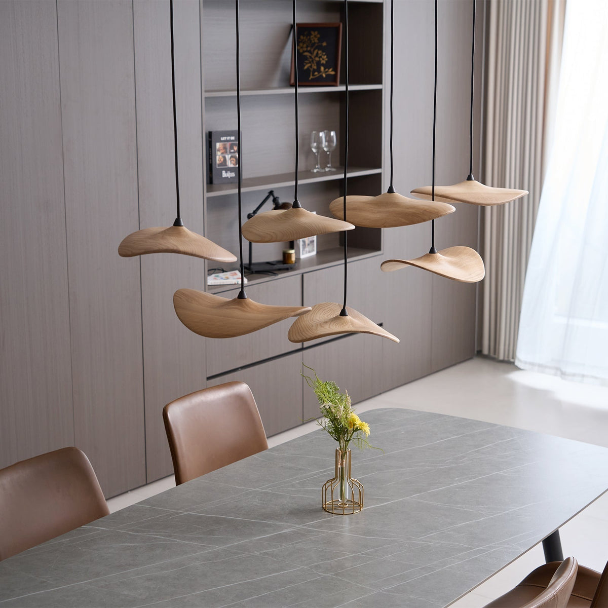 Abbott lámpara de araña moderna minimalista sin hojas, madera