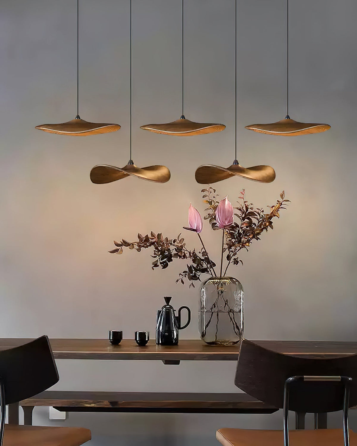 Abbott lámpara de araña moderna minimalista sin hojas, madera