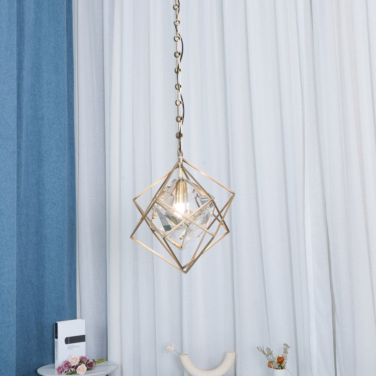 Zovin lámpara colgante de latón y cristal glam