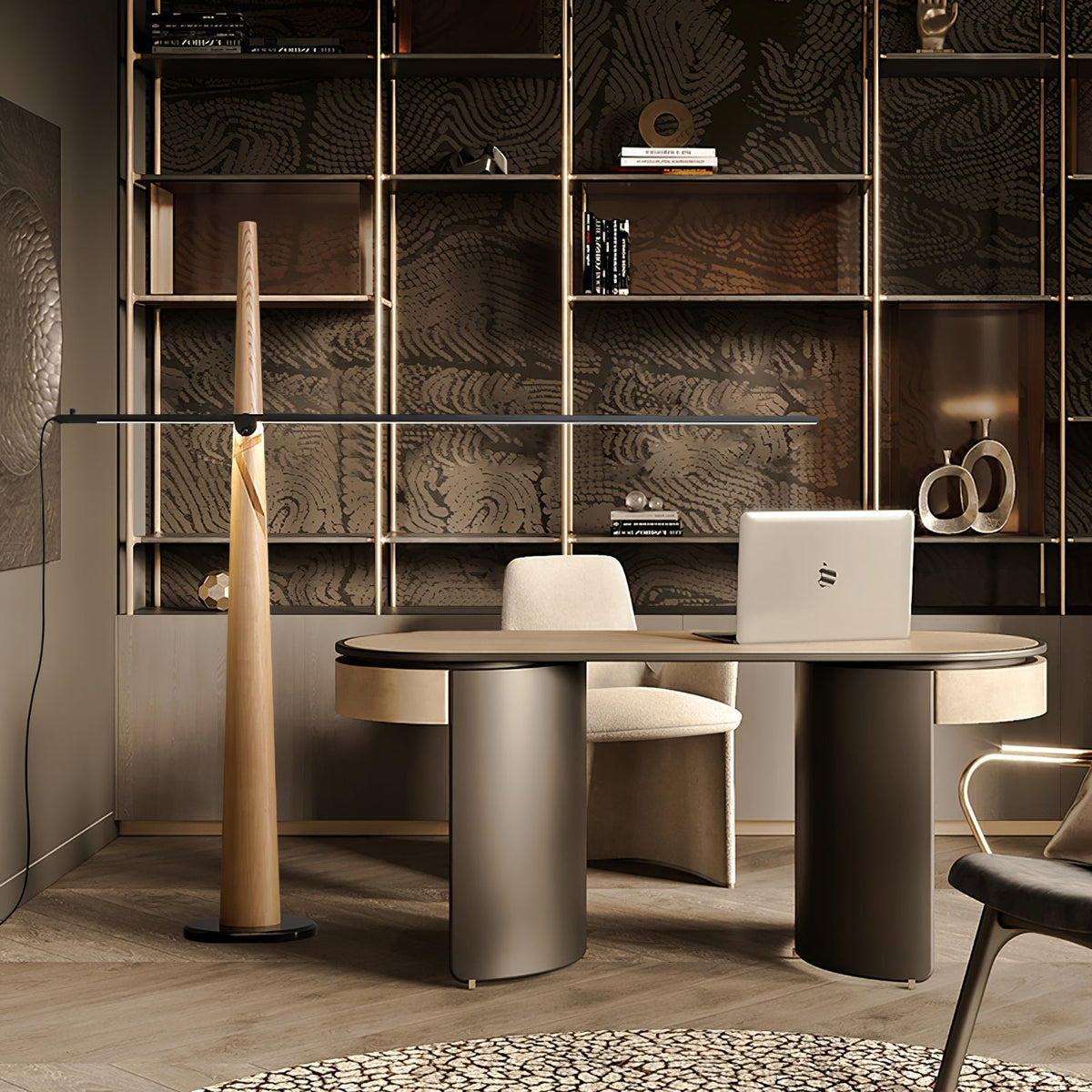 Ovelila lámpara de pie minimalista de madera