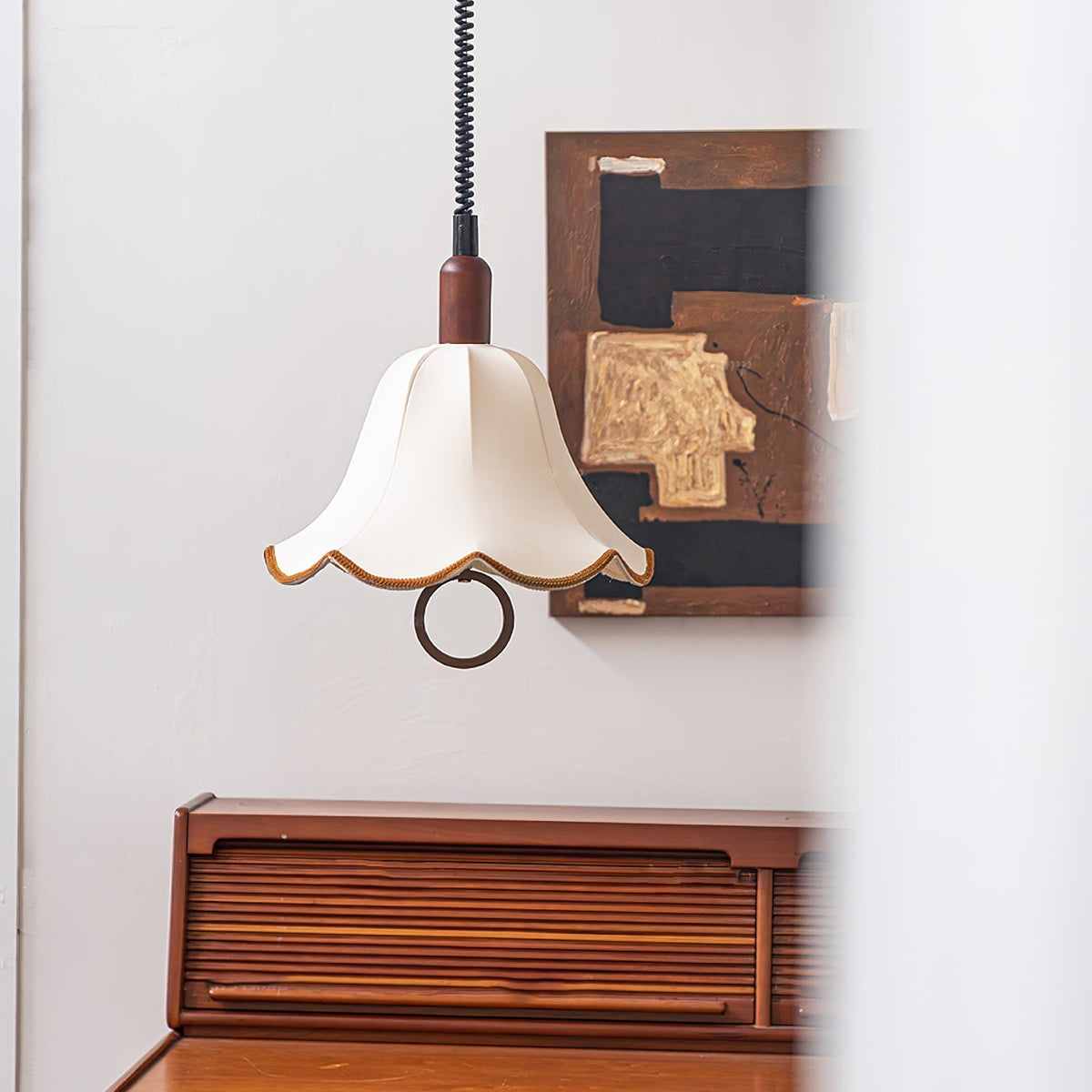 Eurvaryra lámpara colgante clásica con elegancia, de tejido y madera