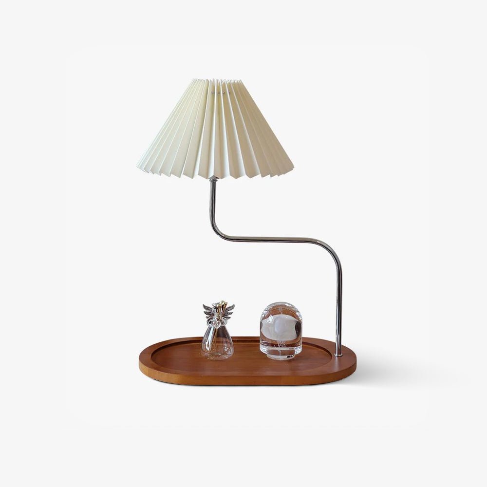 Ornelle lámpara de mesa artística de madera y tejido