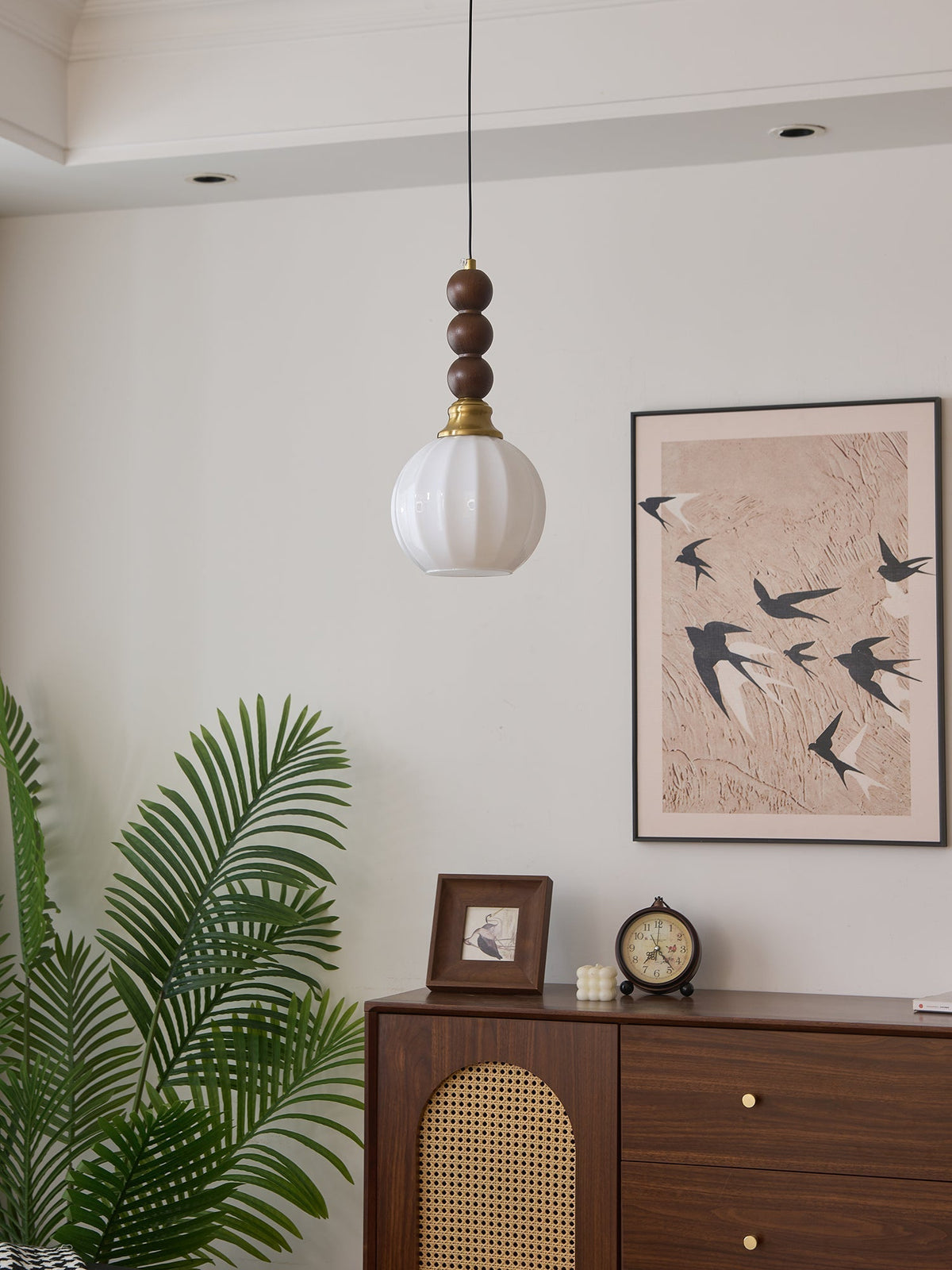 Vothaila lámpara colgante con elegancia tradicional y estilo vintage de vidrio, madera