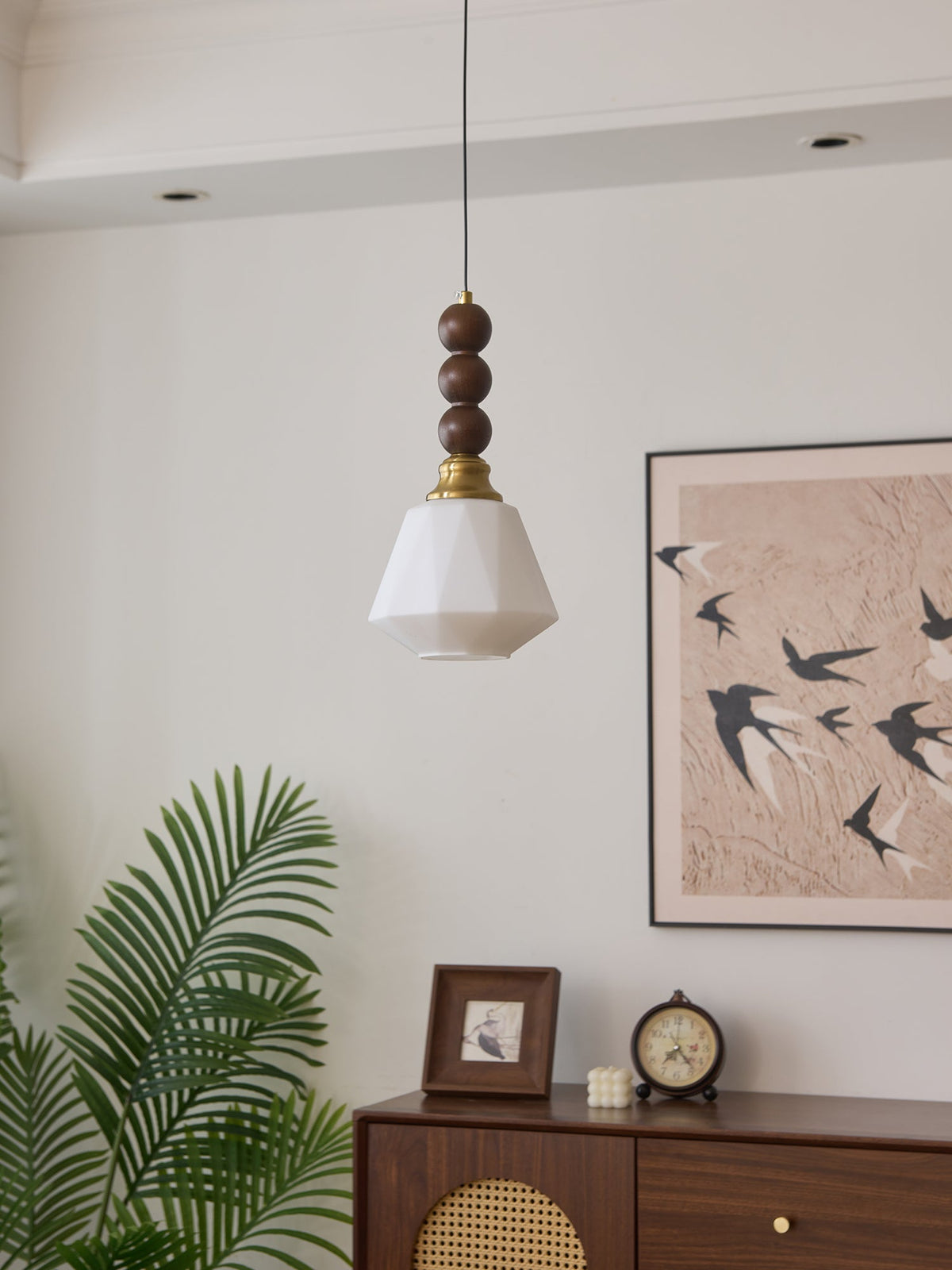 Vothaila lámpara colgante con elegancia tradicional y estilo vintage de vidrio, madera