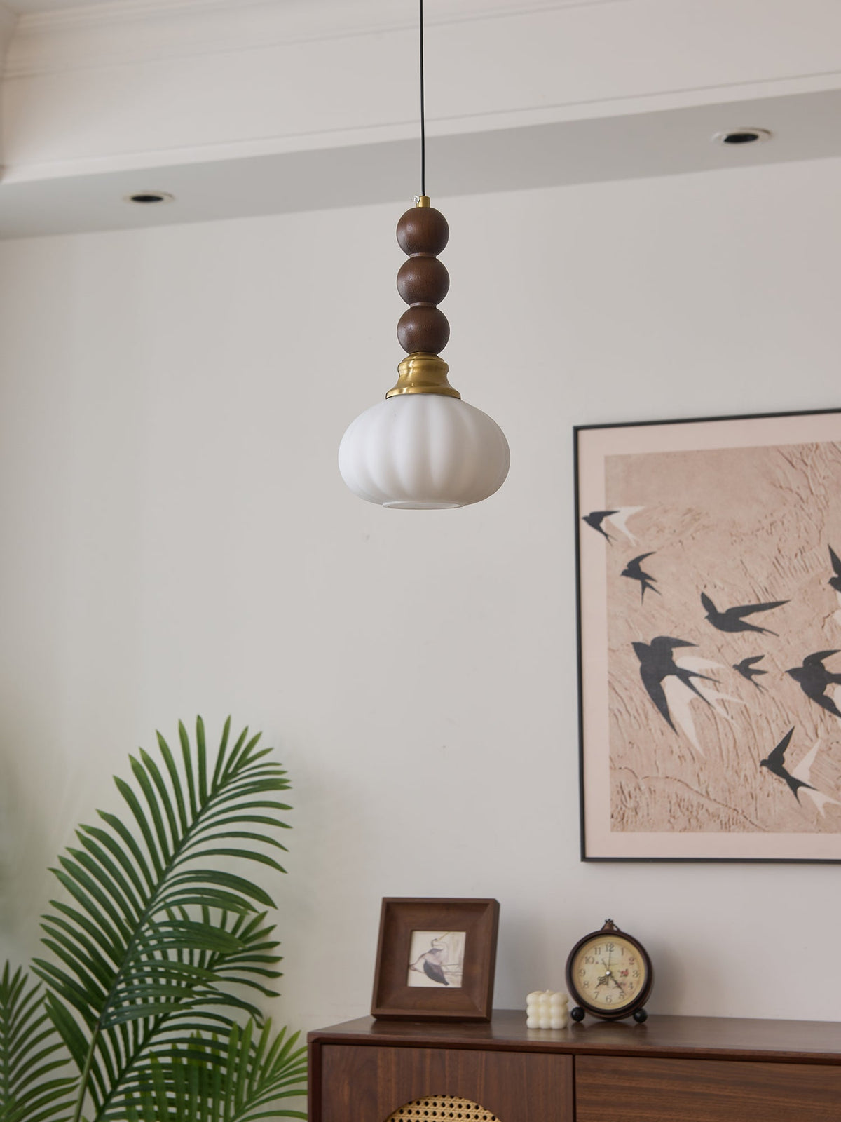 Vothaila lámpara colgante con elegancia tradicional y estilo vintage de vidrio, madera