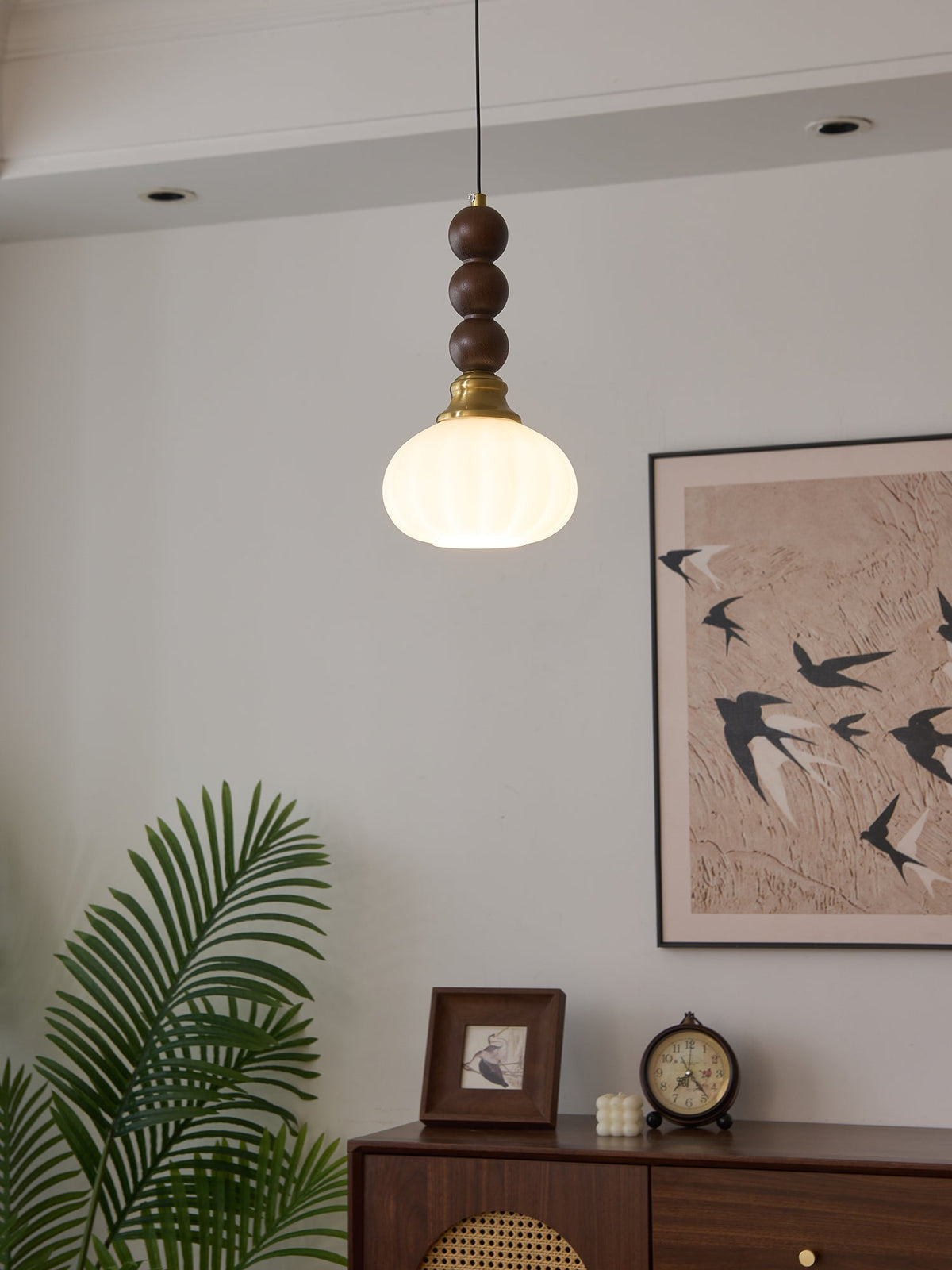 Vothaila lámpara colgante con elegancia tradicional y estilo vintage de vidrio, madera